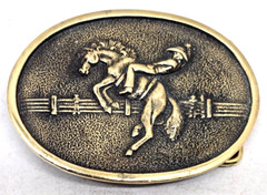1970s Bucking Bronco Belt Buckle Rodeo Horse Western Cowboy BTS SOLID BRASS USA