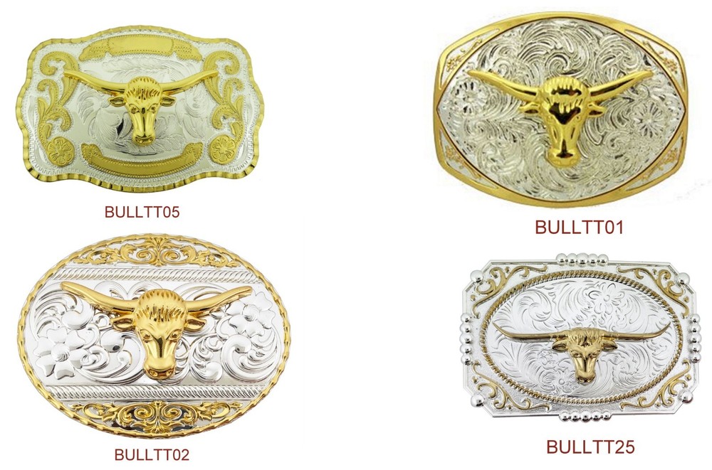 Bull OX Belt Buckle Gold Silver Metal Western Cowboy Rodeo Skull Riding Riders