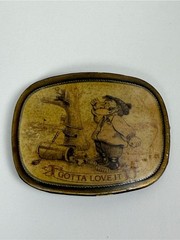 Vintage Cowboy Humor Belt Buckle “Got Ta Love It” Western Novelty Brass Cowboy