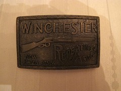 Winchester Repeating Arms New Haven Conn Gun Manufacture Brass Belt Buckle