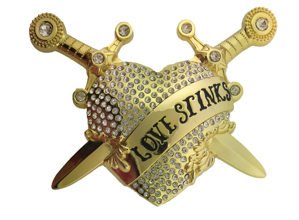 Love StinksText Blinged Out Gold Belt Buckle Men Hip Punk hebilla del cinturón