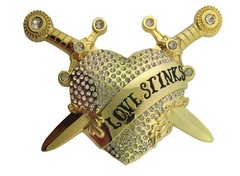 Love StinksText Blinged Out Gold Belt Buckle Men Hip Punk hebilla del cinturón