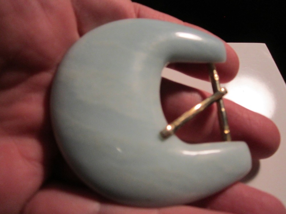 LIGHT BLUE STONE POLISHED BELT BUCKLE HEAVY – BBA44