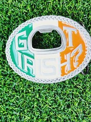 Bergamot Belt Buckle Got Irish Ireland flag Colors 2005 and bottle opener Pewter