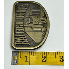 Vintage Raleigh Lights Semi Truck Belt Buckle Metal Antique Western Trucker