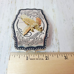 Vintage Western Eagle Belt Buckle Two Tone Silver Gold Cowboy Rodeo Scrollwork