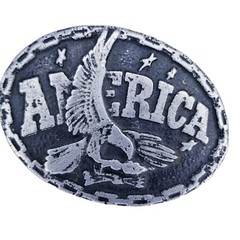 America Belt Buckle Bald Eagle Metal Gray Patriotic Western 3 1/2&Prime; X 2 1/2&Prime;