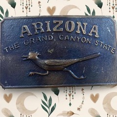Vtg Arizona Grand Canyon state boho western indie belt buckle bronze color