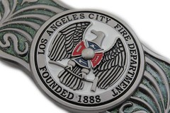 LAFD Los Angeles County Fire Department Founded 1888 Silver Belt Buckle LA USA