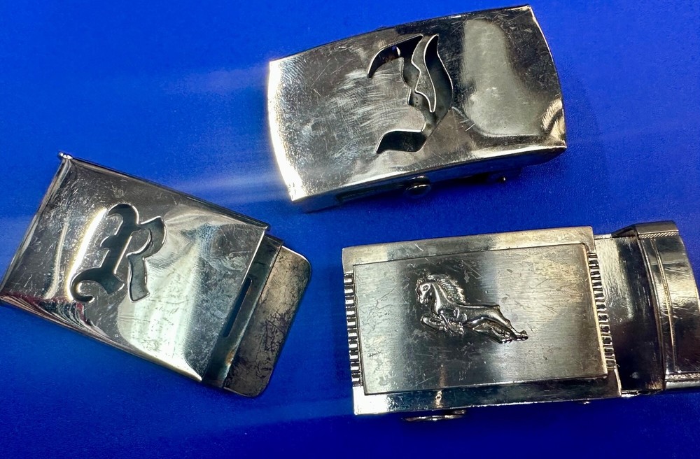 Lot of 3 Vintage slide dress style Belt Buckle&rsquo;s Letters Horse