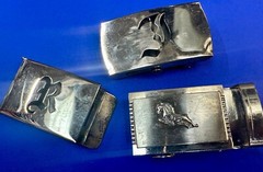Lot of 3 Vintage slide dress style Belt Buckle&rsquo;s Letters Horse