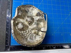 Creepy Skull Grinning Teeth Black Enamel Clear Rhinestone Covered Belt Buckle