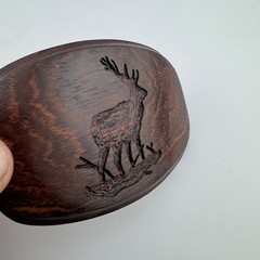 Vintage Kingwood S. America Belt Buckle Brown Wood Excellent Elk 1994 (#124)