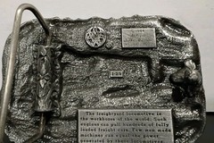 Vtg. belt buckle 1984 Siskiyou buckle freight yard locomotive Train Engine Mint!