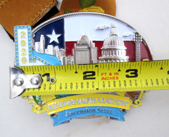 2020 Austin Half Marathon Belt Buckle w Lanyard Ribbon Running Texas Finisher