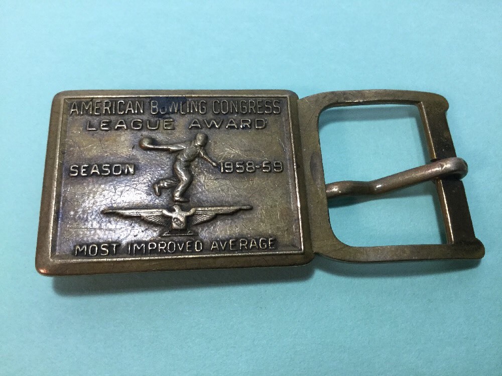 1950&rsquo;s Belt Buckle American Bowling Congress League Award Prize Most Improved