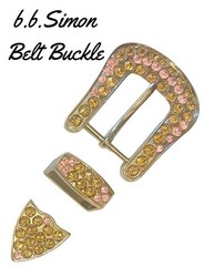 B.B. Simon Full Crystal Belt Buckle Swarovski Colorado Topaz & Rose Crystals