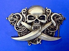 Creepy Skull Head Vampire Teeth Swords Snake Halloween Gothic Biker Belt Buckle