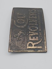 Vintage COLT REVOLVERS Belt Buckle SOLID BRASS Heavy BRONZE Western GUNS
