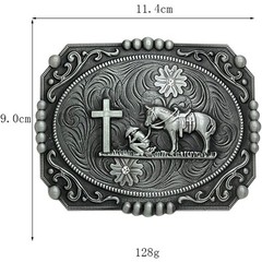 Religion Cross Prayer and Horse Belt Buckle Western Cowboy Longhorn Belt
