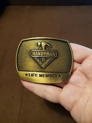 Handyman Club of America Life Member Brass Hammer Belt Buckle 1996