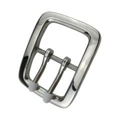 Replacement 1-1/2&Prime; (4cm) Solid Stainless Steel Double Prong Belt Buckle Sliver