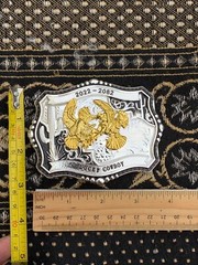 Western Buckle Gold Black Silver Roosters Cowboy 2 »Buckle Hebilla Vaquero Gallo