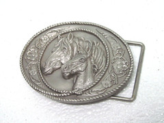 Western Belt Buckle A-5 1991 Siskiyou Gifts Silver Tone Horse Mens