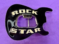 Rock Star Musician Guitar Body with Bottle Opener Black Enameled Belt Buckle