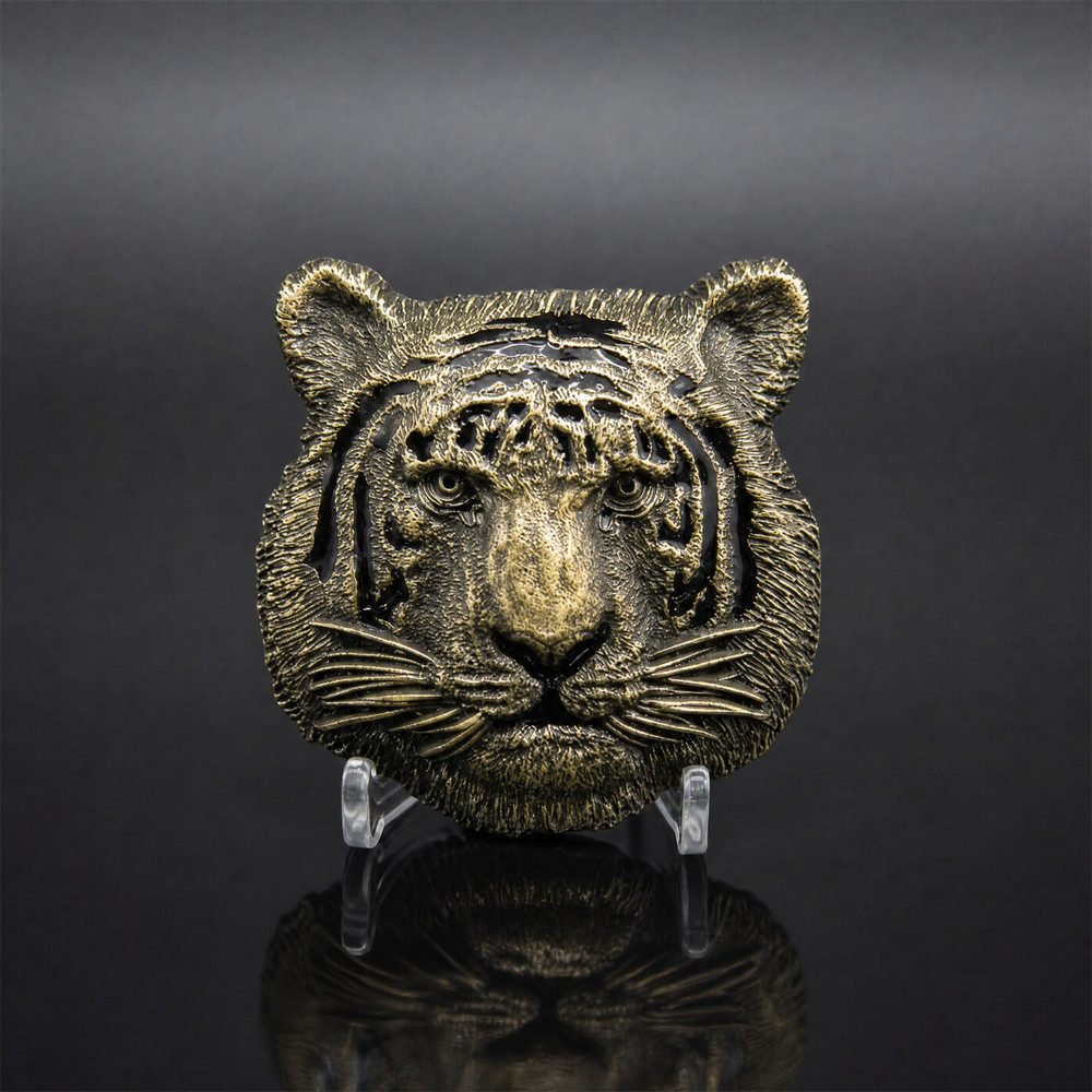 Tiger Belt Buckle Antique Bronze Plated Metal Mens Western cowboy Animal Gift