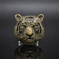 Tiger Belt Buckle Antique Bronze Plated Metal Mens Western cowboy Animal Gift
