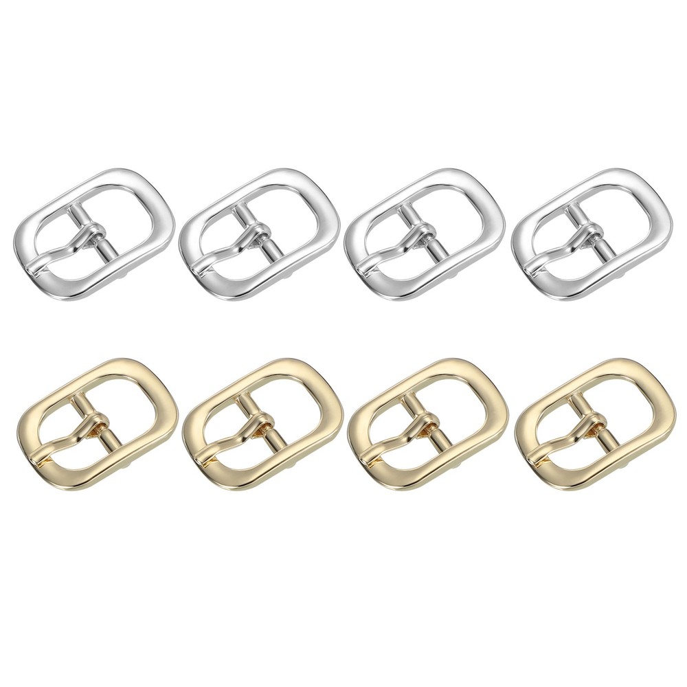 8Pcs 0.5&Prime; Single Prong Metal Roller Pin Belt Buckles Silver/Light Gold