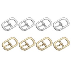 8Pcs 0.5&Prime; Single Prong Metal Roller Pin Belt Buckles Silver/Light Gold
