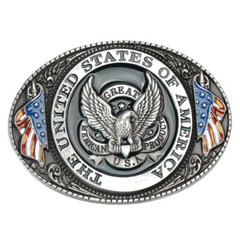 Eagle & American Flag Belt Buckle Western Cowboy Motorcyclist (FLEG-03)