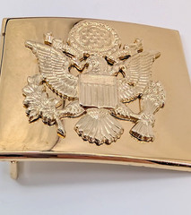 VTG Vanguard V-21 US Military Eagle Great Seal Belt Buckle Gold Tone Made in USA