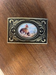 Cowboy Belt Buckle Bronco Horse Rider Rodeo Cactus Desert Western Gift for Him