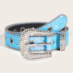 Men Western Rhinestone Studded Belt Punk Cowgirl Cowboy Crystal Belt for Women