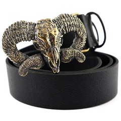 Ram Skull brass buckle, Bighorn wild west buckle, Mouflon tribal Trophy Skull