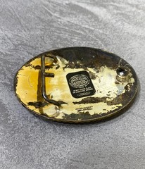 Vintage Crumrine Belt Buckle Mens Silver Plate Gold Eagle Western USA Oval