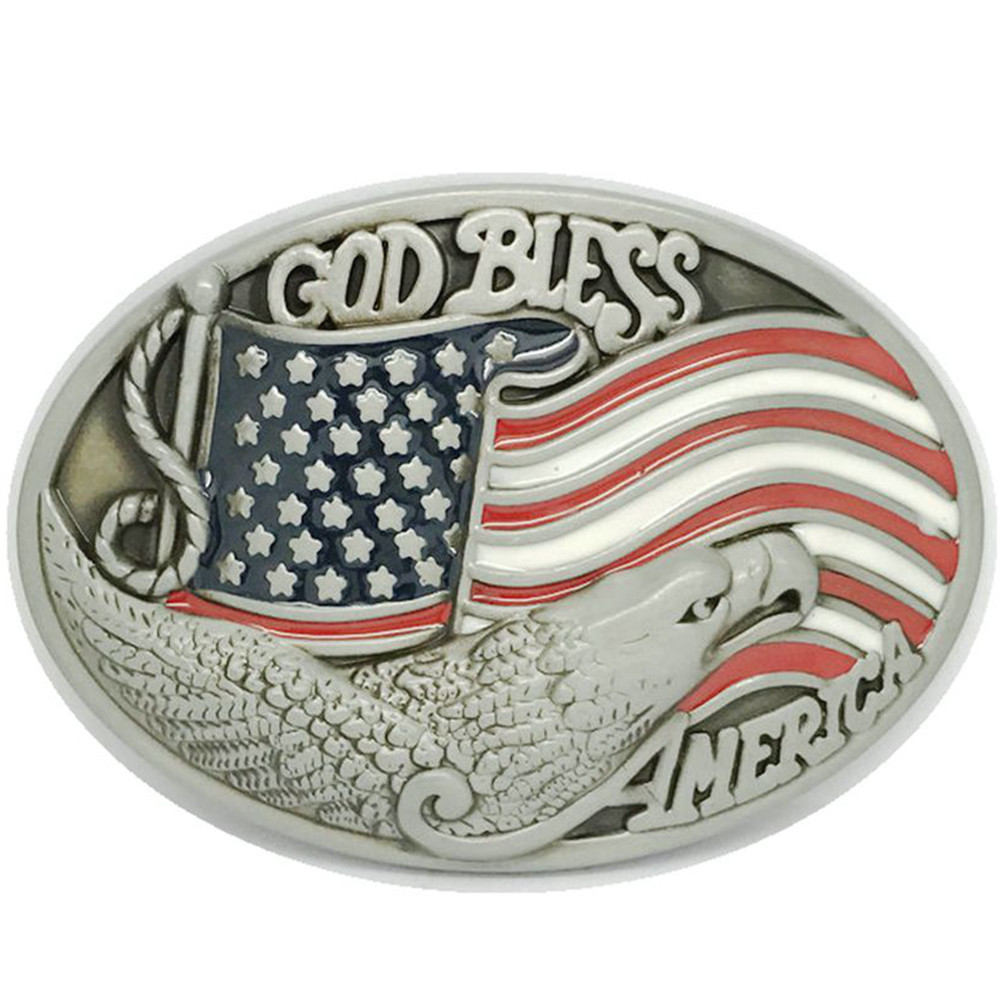 Eagle & American Flag Belt Buckle Western Cowboy Cowgirl Motorcyclist (GBA-01)
