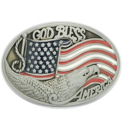 Eagle & American Flag Belt Buckle Western Cowboy Cowgirl Motorcyclist (GBA-01)