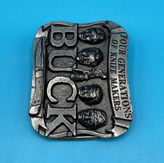 VINTAGE **FOUR GENERATIONS OF KNIFE MAKERS – BUCK KNIVES** BELT BUCKLE