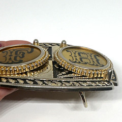 belt buckle USA gold silver black tones rodeo country cowboy western F H