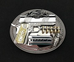 (MADE BY ORDER)MEN BELT BUCKLE HANDMADE STAINLESS STEEL WESTERN STYLE GUN KIMBER