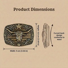 Uelkr Western Cowboy Belt Buckle for Men, Cowgirl Longhorn One Size, Brown