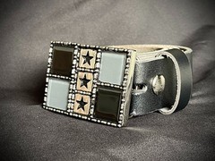 Handmade Military Star Glass Tile Belt Buckle OOAK Darren McNeese Gothic