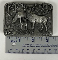 VTG Siskiyou Buckle Co. Wapiti Elk Family Belt Buckle 1982 Silver Pewter