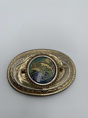 Men&rsquo;s Oval Western Engraved Fish Belt Buckle Gold Tone Fits 1.5&Prime; USA