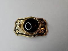 Gold Color Oval Western Natural Black Onyx Cabochon Cab Belt Buckle