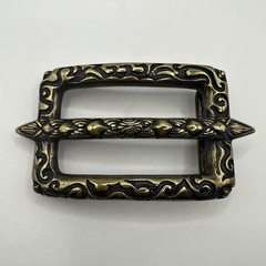 Rectangular Embellished Antique Brass Style Belt Buckle for Leather Belt West